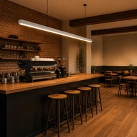 Luminaire suspendu linéaire LED en aluminium pour comptoir de café, 1200 mm, 3000K, dimmable, lumière chaude, moderne, lampe de plafond