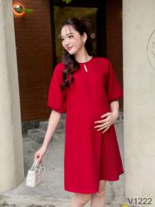 Comfortable <b>Velvet</b> Fabric <b>Maternity</b> <b>Dress</b> V1222 with Straight Design Not Discolored - Product Image 5