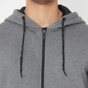 Survêtement de sport d'extérieur noir uni zippé à capuche coupe ajustée pour homme - Product Image 6