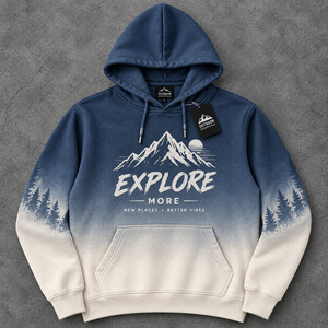 Sudadera con Capucha para Hombre, Talla 6XL, Color Carbón, de Algodón French Terry, con Estampado de Montaña, Corte Regular, de Outdoor Essentials - Product Image 1