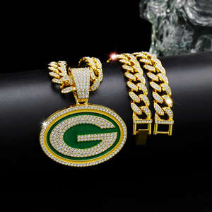 Pendentif Football Green Bay Packers Plaqué Or 14K Moissanite Taille Brillant Argent 925 Style Punk Hip-hop Unisexe Tendance - Product Image 3