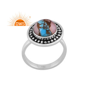 Meilleure vente bague empilable en argent Sterling oxydé Mojave cuivre opale rose pierre précieuse bijoux personnalisés pour les femmes cadeau pour elle - Product Image 1