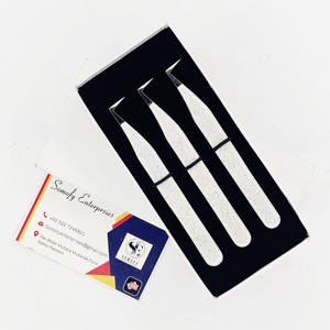 Pince à cils professionnelle en acier inoxydable à 90 degrés de haute qualité Volume durable Impression de cils russes Revêtement en caoutchouc - Product Image 3