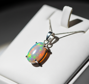 925 Sterling Silver Bohemian Style <b>Pendant</b> Natural Quality Ethiopian <b>Opal</b> Healing Crystal Stones 18K Bezel Setting Drop Shape - Product Image 4