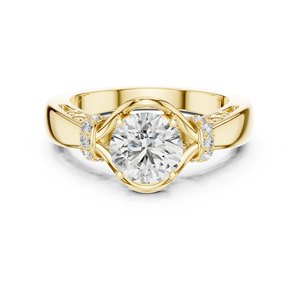 Anillo de Aniversario de Oro Amarillo de 14K con Diamante Cultivado en Laboratorio de 1.12 Ct, Redondo, Certificado por IGI, Anillo de Compromiso Nuevo con Diamante Cultivado para Mujer - Product Image 3