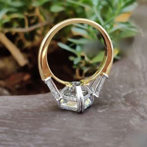 แหวนหมั้นเพชรโมอิสแบบสามชิ้นที่เจียระไนแบบวินเทจพร้อมด้วยแผ่นปิด3.00 tcw สีเงินสเตอริง925 - Product Image 3