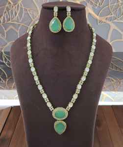 Luxury Doublet Stone & White Polki <b>Necklace</b> <b>Set</b> for Women Elegant Ethnic Design Ideal for <b>Weddings</b>, Parties & Special Occasions - Product Image 2