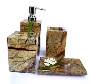 Ensemble de salle de bain personnalisé en marbre blanc naturel, cinq pièces, écologique, accessoires de salle de bain pour la maison, les hôtels, porte-brosse à dents, boîte à coton - Product Image 6