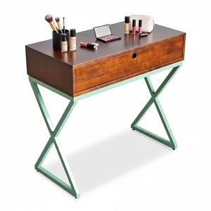 XConcept BTD68038 European Style Dresser <b>Foldable</b> Makeup <b>Mirror</b> with Iron Legs and Glass Drawers for Bedroom or Hotel - Product Image 1