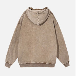 Streetwear personnalisé de conception gratuite Sweats à capuche sans ficelle délavés à l'acide Stone Wash Pull Over Hoodie - Product Image 2