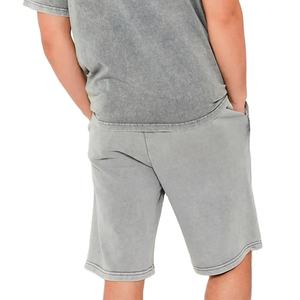 Conjunto de 2 Piezas de Ropa Urbana de Verano para Hombre, Personalizado por el Fabricante, 100% Algodón, Estilo Holgado, Lavado Ácido, con Camiseta y Pantalones Cortos con Estampado Gráfico - Product Image 5