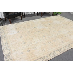 Tapis Vintage Turc Beige et Bleu 8X11 pieds Grand Rectangle 10mm Épais Style Traditionnel pour Salon ou Chambre - Product Image 5
