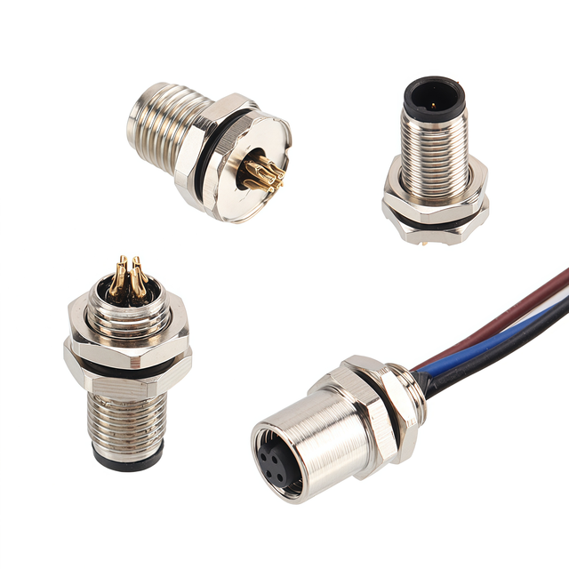 Industrial M5 Solder Type Waterproof 3 4 Pin Male Female Pinhole Nickel Plated Brass Aviation Connector Socket
