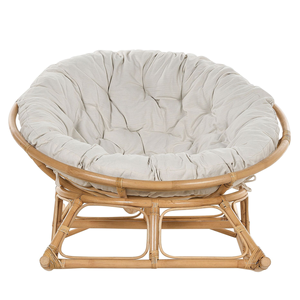 Fauteuil à bascule en rotin naturel style Papasan, mobilier de salon confortable avec coussin moelleux - Product Image 2