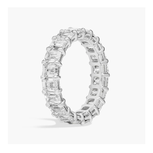 แหวนเพชรธรรมชาติแนววินเทจสำหรับผู้หญิงมีความคมชัดสูงตัดมรกต14K ทองคำขาว - Product Image 3