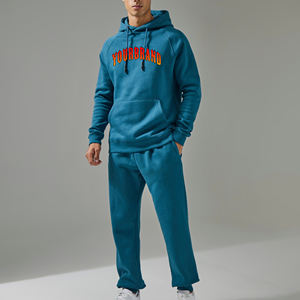 Conjunto Deportivo Personalizado al por Mayor, con Bloques de Color, Cremallera, Algodón, Estilo Holgado, Sudadera con Capucha y Pantalones Deportivos para Hombre - Product Image 4