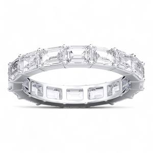 Bague de mariage éternelle en platine pour femme, sertie de moissanite taille émeraude E-F/VVS-VS de 3,20 carats - Product Image 3