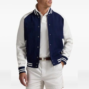 เสื้อแจ็คเก็ตวาร์ซิตี้ผู้ชายน้ำหนักเบา ผ้าเนื้อนุ่ม แขนเสื้อตัดกันสี พร้อมขอบยางยืดเรียบเนียนเพื่อความสบายในการสวมใส่ทุกวัน - Product Image 3