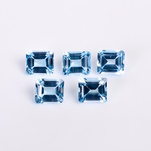 Topaze bleu ciel naturelle de qualité AAA, facetté, octogonal, 10x8 mm, taille émeraude, pierre précieuse en vrac pour la fabrication de bijoux, vente en gros - Product Image 2