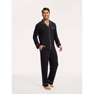 Premium <b>Men's</b> Long Sleeve <b>Pajama</b> <b>Set</b> Soft Cotton Silk Knitted Robe Casual Home Wear Custom Logo Print Pattern Combo Pieces - Product Image 5