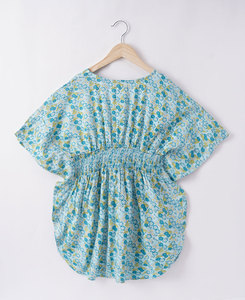 Vestido Kimono para Niñas con Estampado Floral Azul, Tela de Viscosa y Rayón, Diseño Ecológico y Elegante para el Verano - Product Image 3