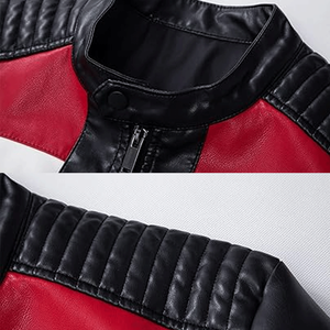 Chaquetas de moto de carreras de piel sintética con cuello levantado para hombre, chaqueta cortavientos transpirable para hombre - Product Image 4