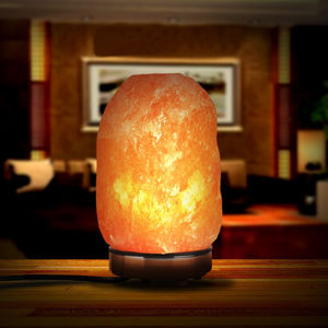 Lampe au sel de l'Himalaya avec cordon de gradation-Veilleuse Cristal Naturel Rock Base en bois classique Lampe au sel Lampe rose naturelle - Product Image 5