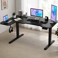 Bureau en L électrique à double moteur dissimulé, monté en standard, à 2 niveaux, pour une zone de travail élargie et un bureau multi-angles