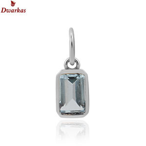 Colgante de piedras preciosas Aguamarina de Plata de Ley 925 con diseño de bisel Octágono Simple, dijes de joyería de moda para regalos chapados en plata - Product Image 6