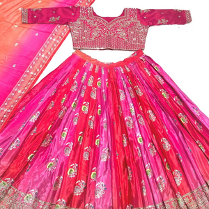 Presentación de la nueva colección de bodas y fiestas Lehenga Choli con bordado pesado completo Protección solar y secado rápido - Product Image 1