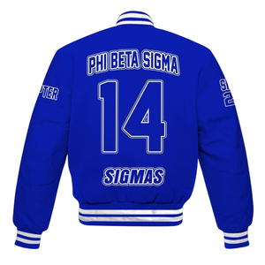 Phi Beta Sigma แจ็คเก็ต1914เลตเทอร์แมนแจ็คเก็ตสีฟ้าขาวกรีกเสื้อผ้าพี่น้องร่วมชีวิตแพทช์ chenille แจ็คเก็ตสไตล์วิทยาลัย - Product Image 3