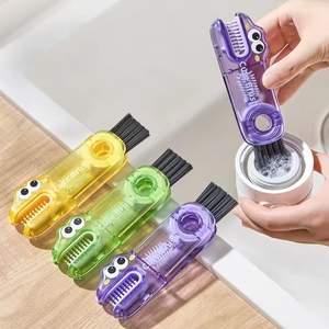 3-in-1 esnek döner temizleme fırçası, dinozor şeklinde çizgi kahramanlı fincan temizleme fırçası, u-şekilli şişe kapağı fırça - Product Image 1