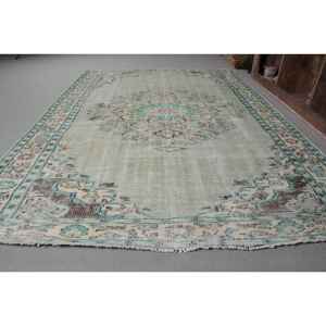 Alfombra turca Vintage de 5x8x4 pulgadas, tejido plano de lana de retazos verde y azul para decoración de sala de estar con respaldo de látex - Product Image 2