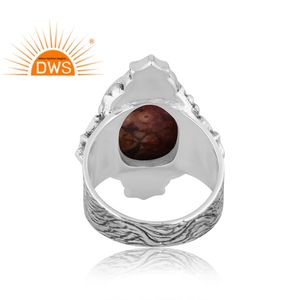 Mejor Venta de plata esterlina oxidada Natural Birdeye Jasper piedra preciosa declaración anillo joyería para mujer regalo para ella - Product Image 4