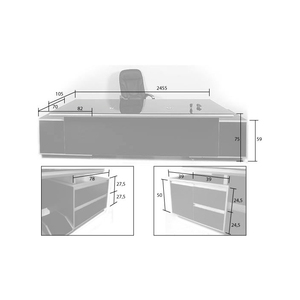 KEHL XXL Luxury Executive Manager <b>Desk</b> <b>Solid</b> <b>Wood</b> Office Furniture White 245x105x75 cm for Home or Office Building - Product Image 4
