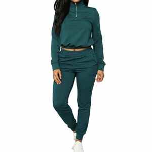 Ensemble de survêtement en tissu de coton respirant pour femme tenue décontractée douce et extensible - Product Image 1