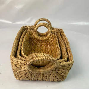 Cesta de almacenamiento de jacinto de agua Natural Rectangular grande de Vietnam de alta calidad, organizador de ropa de lavandería al por mayor - Product Image 3