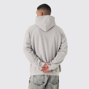 Sudadera con capucha Color gris Alta calidad Hombres Algodón Grueso Peso pesado French Terry Pullover Sudaderas con capucha Custom Drop Shoulder Fleece - Product Image 3