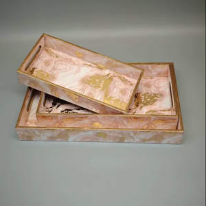 Bandeja de incrustaciones de hueso de forma Rectangular para manualidades, bandeja decorativa para el hogar para mesa de centro, patrón único, prueba de artesanía de hueso - Product Image 1