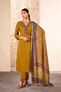 ชุด kurti 3ชิ้นผ้าโรมันแท้พร้อมงานปักที่สวยงามเหมาะสำหรับงานปาร์ตี้และโอกาสแบบดั้งเดิม - Product Image 4