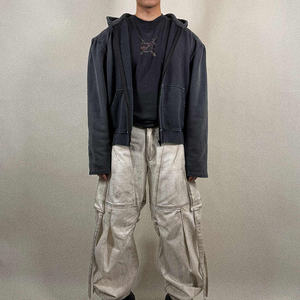 Sudaderas con capucha bordadas ecológicas de alta calidad personalizadas del fabricante, lavado ácido de algodón de rizo francés pesado desgastado - Product Image 5