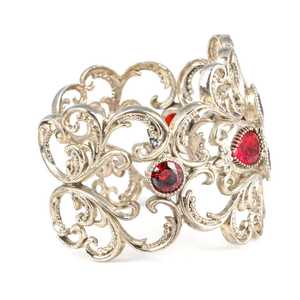 Cultural Collectible Thick <b>Bracelet</b> Adorned with Red <b>Ruby</b> Stone - Product Image 3