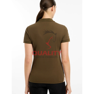 Camisa ecuestre de verano para mujer personalizada, transpirable, que absorbe la humedad, ropa de entrenamiento elegante de tela elástica para montar a caballo - Product Image 3