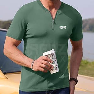 Vente en gros de chemises quart de fermeture éclair pour hommes 100% coton design de logo personnalisé de haute qualité pour la vente en ligne - Product Image 5