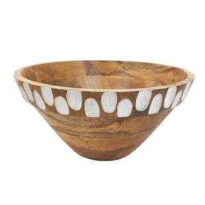 Bols en bois profonds décoratifs d'impression naturelle de forme ronde servant la soupe et le bol en bois de riz pour la vaisselle de vaisselle de cuisine - Product Image 2