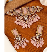 Collier ras de cou en or plaqué or de haute qualité avec perles et diamants Kundan, nouveau design, avec boucles d'oreilles, ensembles de bijoux de mariée traditionnels indiens