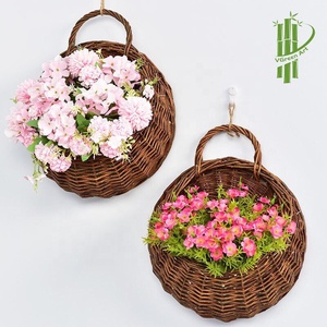 Paniers de rangement ronds suspendus en rotin tissé pour la maison et mariage Espace mural Pots de fleurs pour plantes Fleurs Fruits Dropship Product - Product Image 1