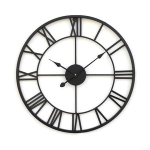 Reloj de pared redondo de hierro negro decorativo para regalo de boda, reloj de pared de Metal de lujo al por mayor para sala de estar, dormitorio y pasillo - Product Image 4