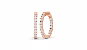 Boucles d'oreilles créoles en or 14 carats et diamants naturels, or et diamants éthiques, à l'envers - Product Image 3