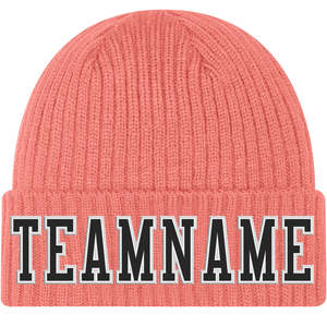Premium 100% Acrylic Knit Hat Pink Neon <b>Green</b>-White Stitched Cuffed Hat Adjustable Size 3D Embroidery Solid for Beach Use - Product Image 5
